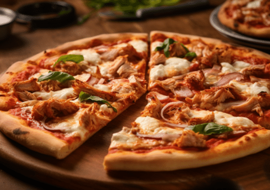 Pizza chèvre, mozzarella et thon