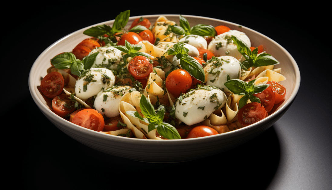 Salade de pâtes tomate et mozzarella