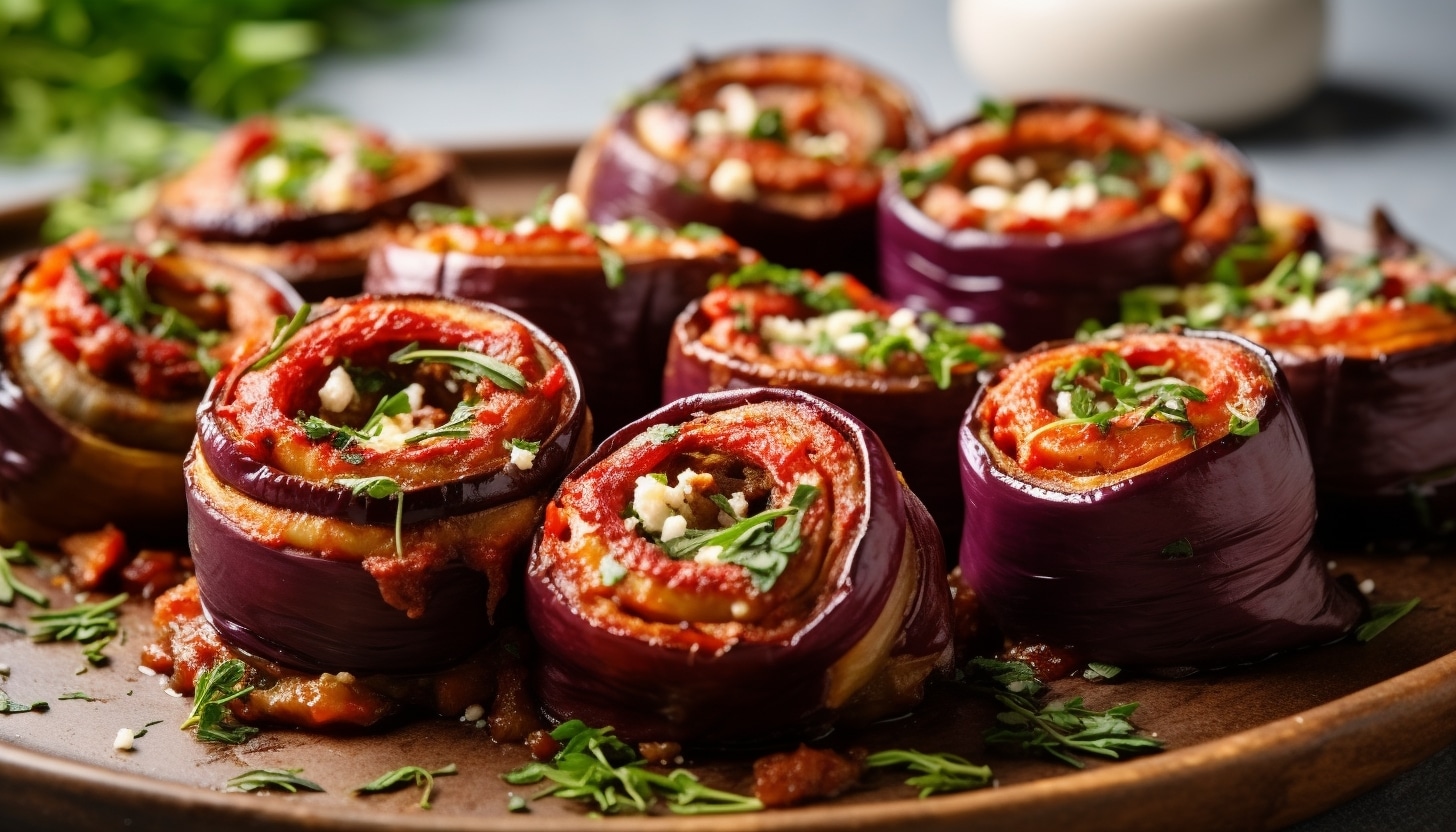 Roulades d'aubergines farcie à la viande et feta