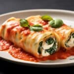 Cannelloni à la ricotta sur épinards