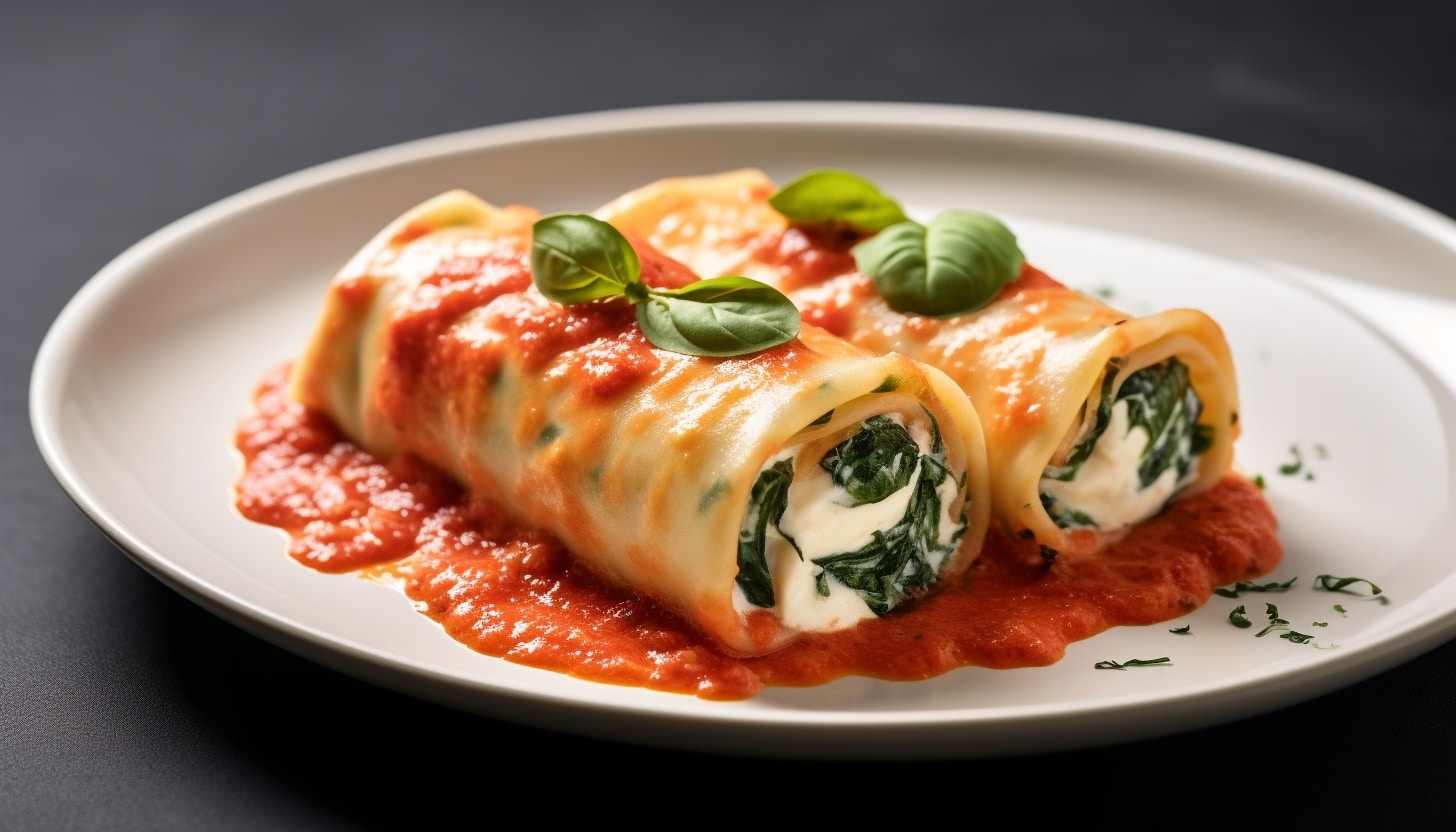 Cannelloni à la ricotta sur épinards