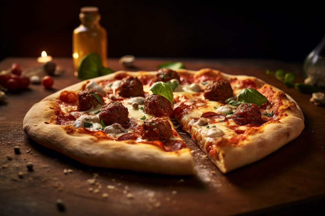 Pizza aux boulettes de viande