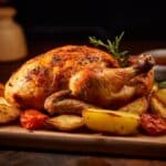 poulet rôti avec pommes de terre entières