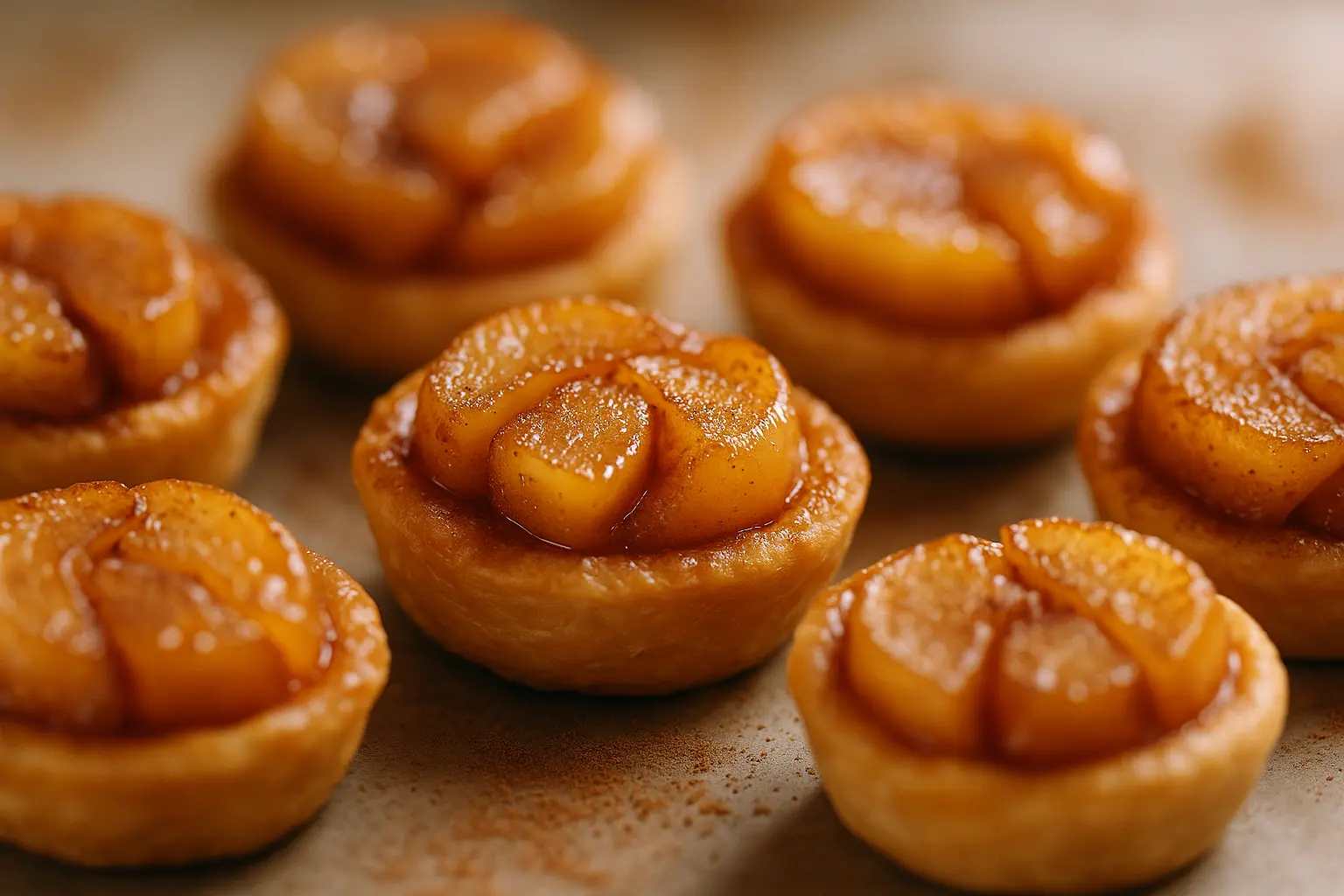 Mini-tartes tatin de pommes/cannelle version bouchées