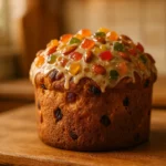 Panettone maison aux fruits confits & glaçage aux amandes