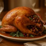 Rôti de dinde farci aux marrons, airelles & sauge