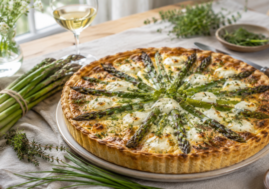 Quiche aux asperges vertes et chèvre frais : la recette de saison