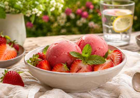 Sorbet à la fraise au Thermomix