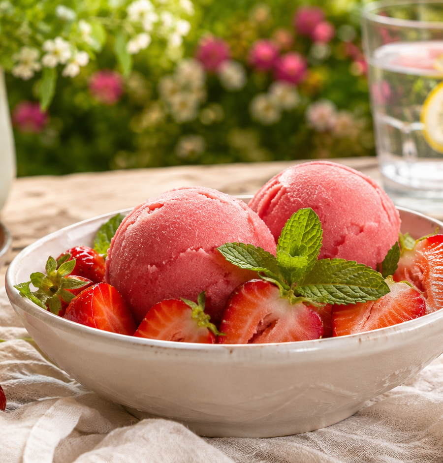 Sorbet à la fraise au Thermomix