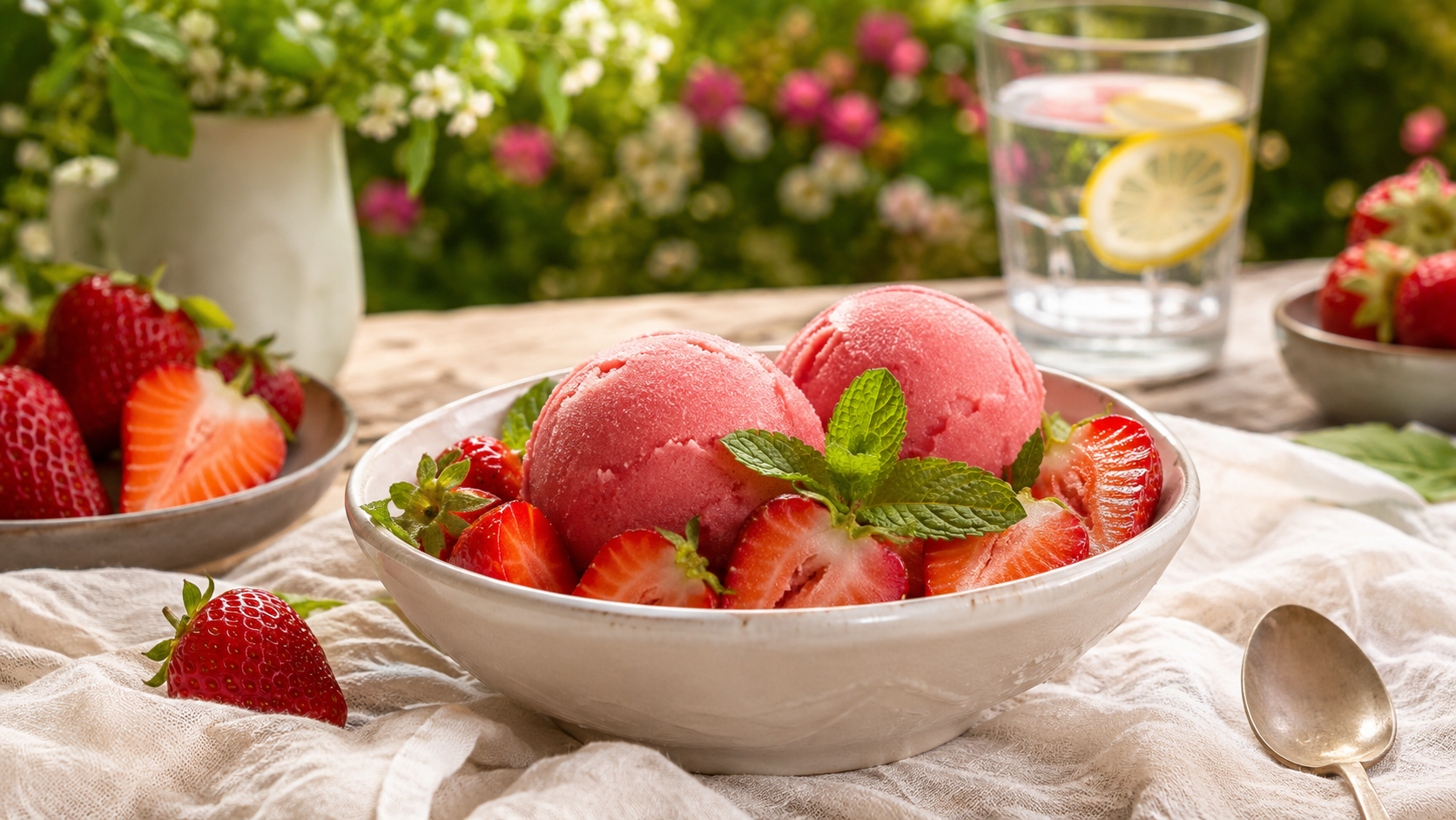 Sorbet à la fraise au Thermomix