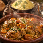Tajine marocain de poulet aux abricots et amandes