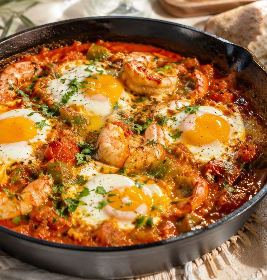 Ojja tunisienne aux crevettes : la recette rapide qui embaume la Mediterranee