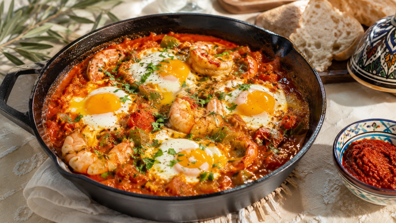 Ojja tunisienne aux crevettes : la recette rapide qui embaume la Mediterranee