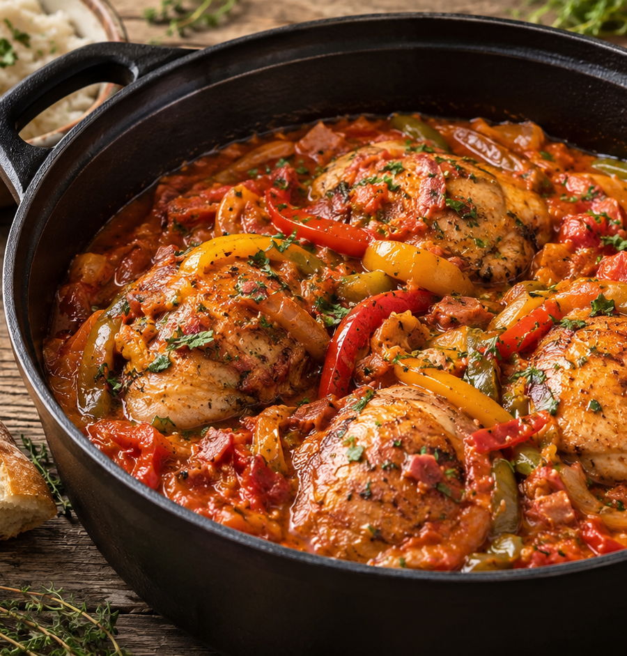 Poulet basquaise traditionnel : la recette au piment d&rsquo;Espelette