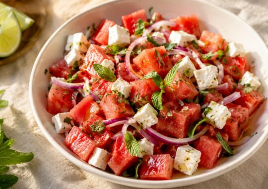 Salade de pastèque à la feta et à la menthe : la recette rafraîchissante de l&rsquo;été
