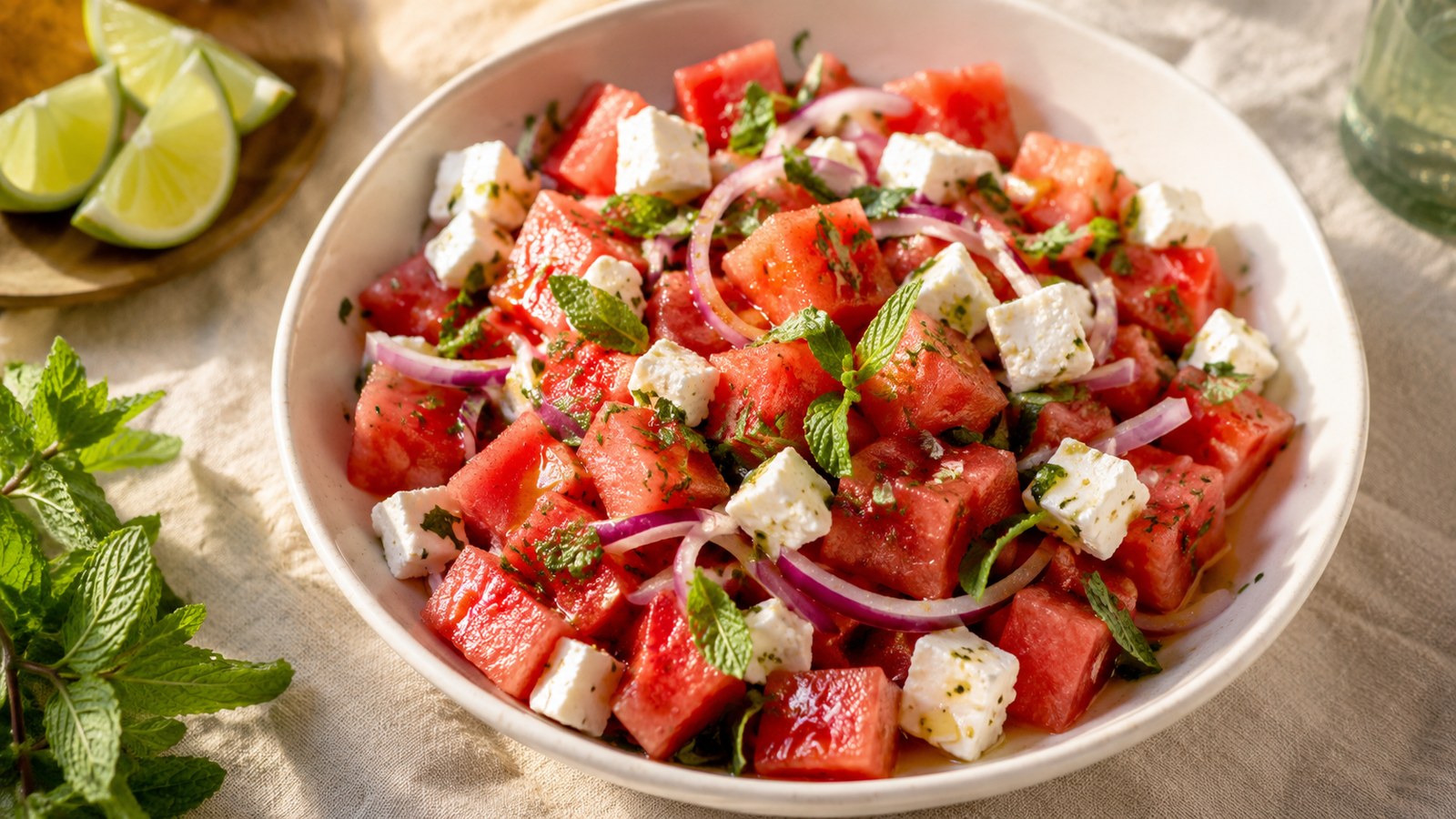 Salade de pastèque à la feta et à la menthe : la recette rafraîchissante de l&rsquo;été
