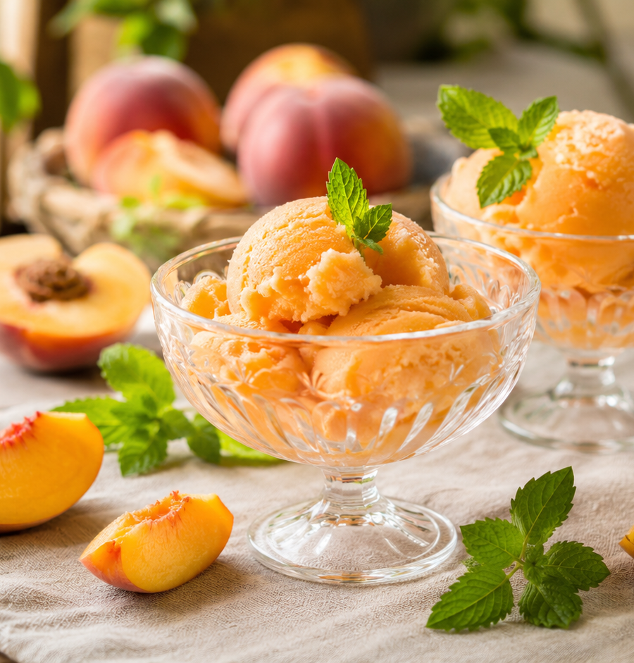 Sorbet à la pêche maison : la recette facile et rafraîchissante