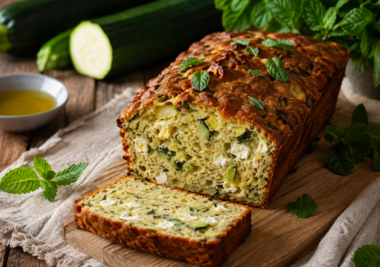 Cake aux courgettes, feta et menthe