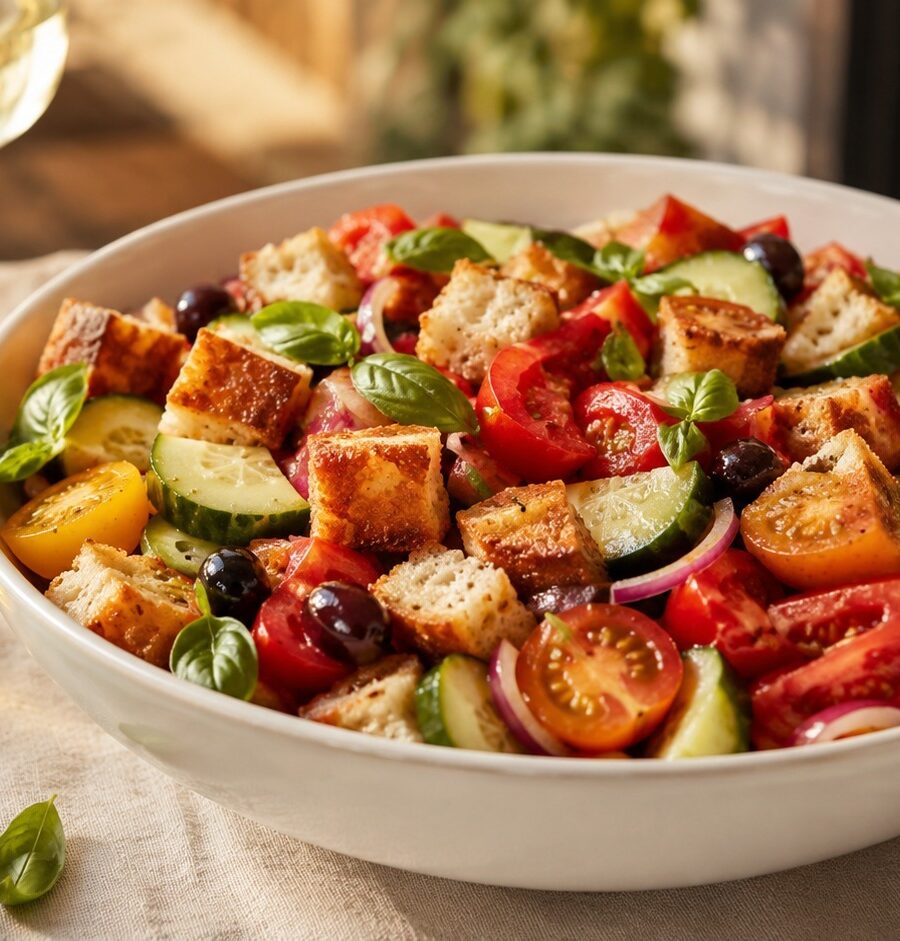 Panzanella toscane : la salade italienne au pain rassis