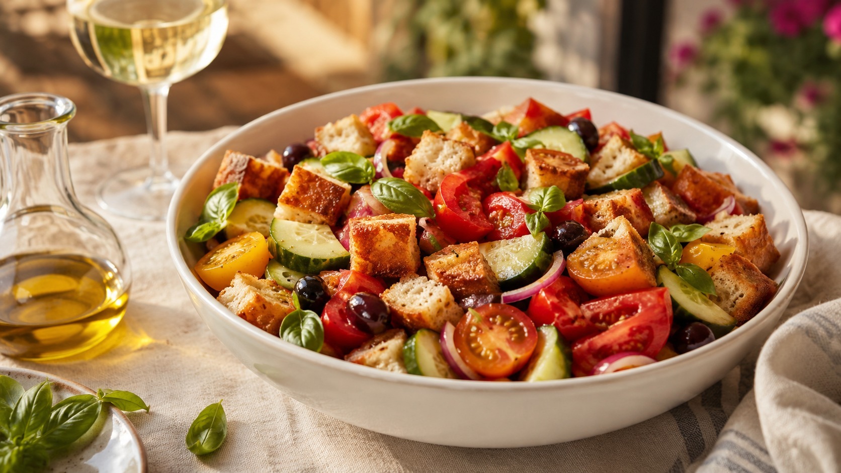 Panzanella toscane : la salade italienne au pain rassis