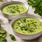 Soupe froide de concombre a la menthe et au yaourt : la recette rafraichissante
