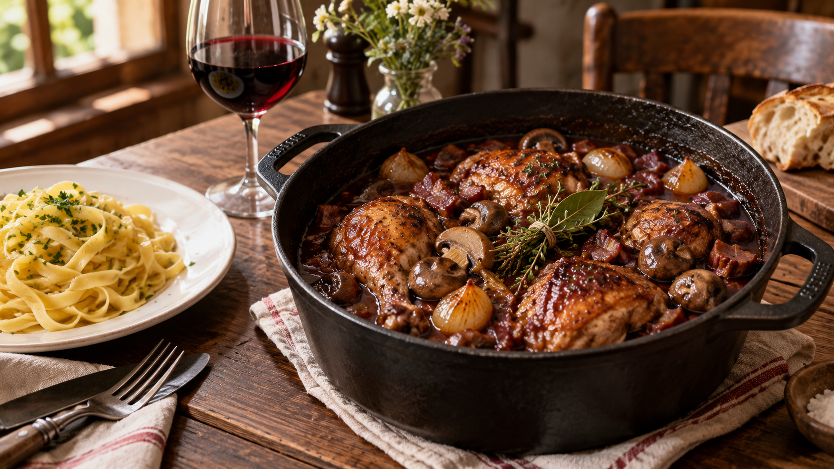 Coq au vin traditionnel