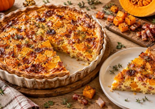 Quiche au potiron et lardons : la recette d&rsquo;automne réconfortante
