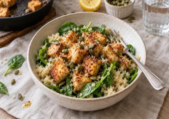 Bowl de quinoa au tofu grillé : la recette végane riche en magnésium