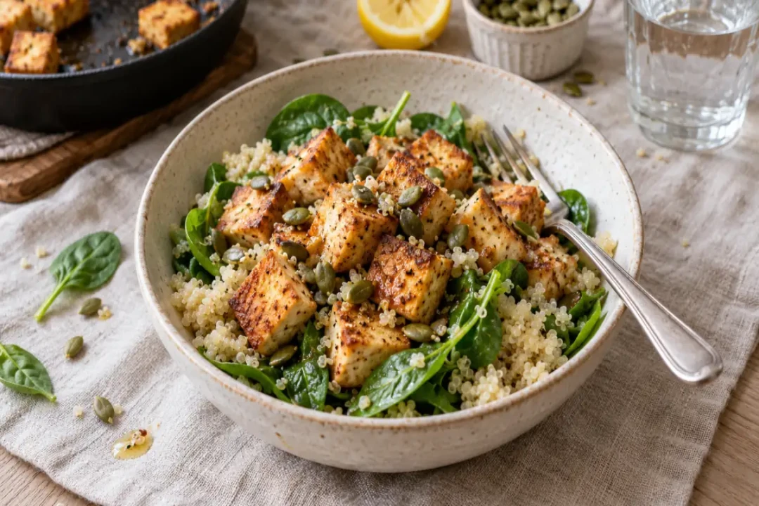 Bowl de quinoa au tofu grillé : la recette végane riche en magnésium