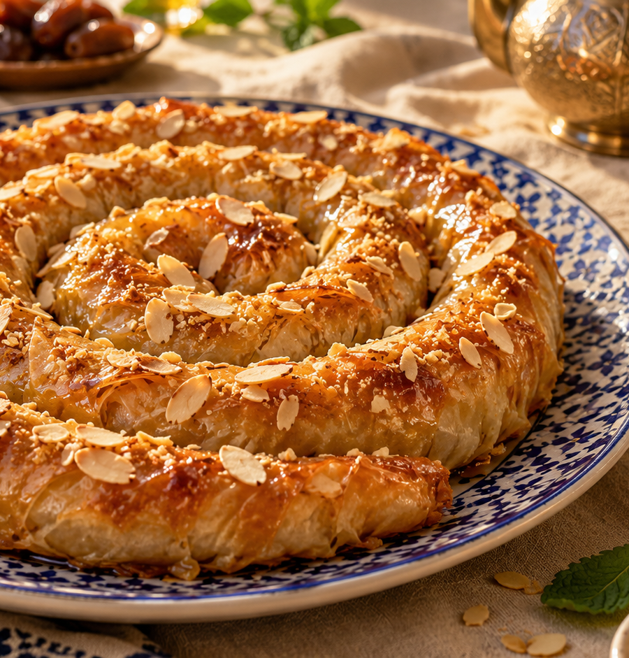 M&rsquo;hancha aux amandes : la vraie recette du serpentin marocain